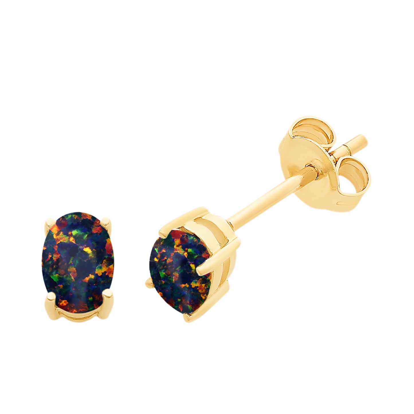 9ct Yellow Gold Lab Grown Opal Studs