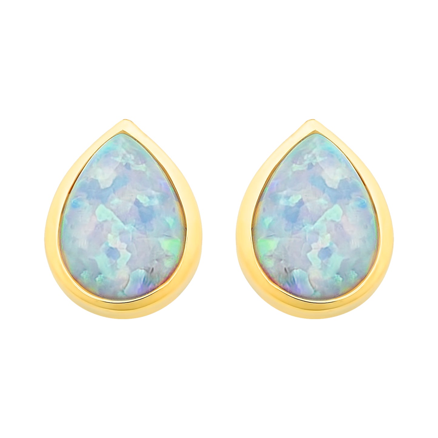 9ct Yellow Gold Opal Teardrop Studs