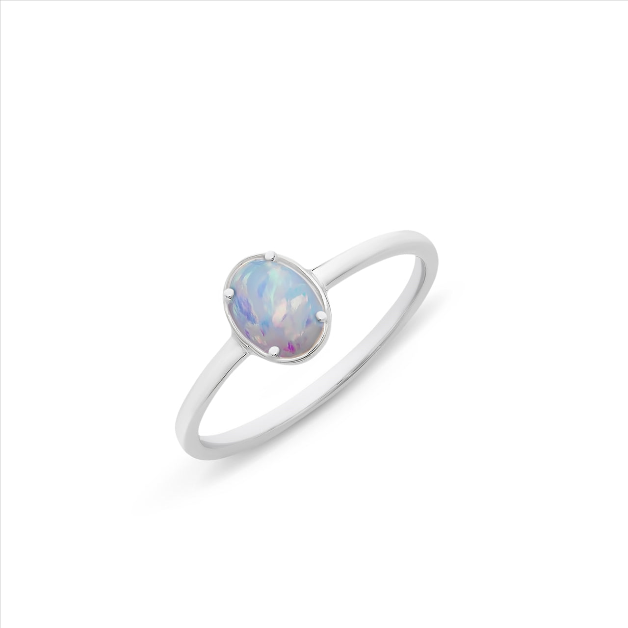 Sterling Silver Solitaire Created Opal ring