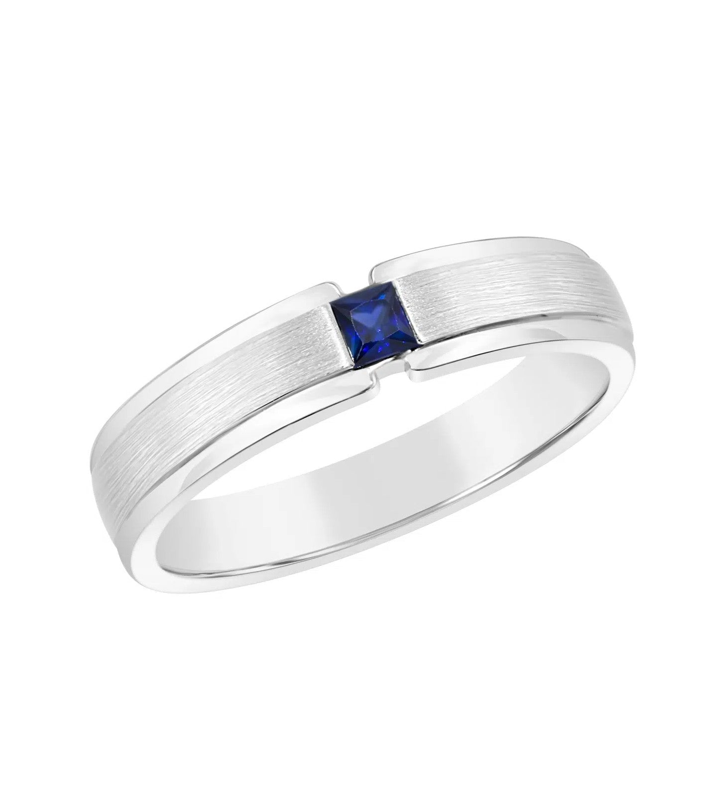 Sterling Silver Gents Ring with Blue Sapphire
