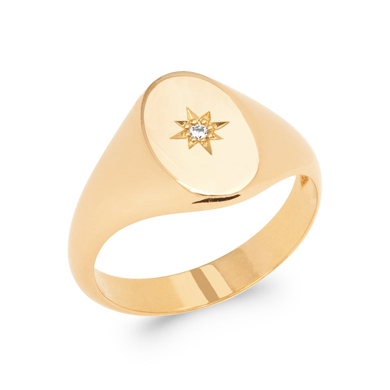 18ct Yellow Gold Plated Cubic Zirconia Signet Ring