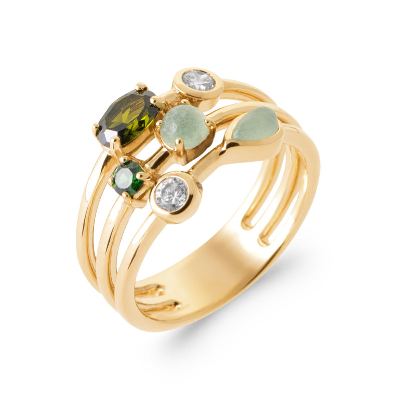 18ct Yellow Gold Plated Multi Gemstone Ring