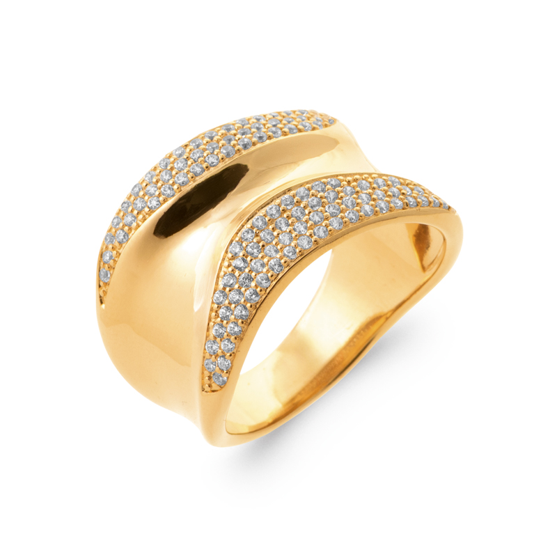 18ct Yellow Gold Plated Curve Wave Ring