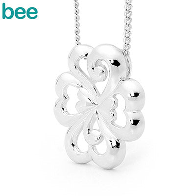 Sterling Silver Four 'Heart' Clover Pendant