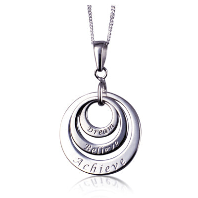 Sterling Silver "Dream Believe Achieve" Triple Disc
