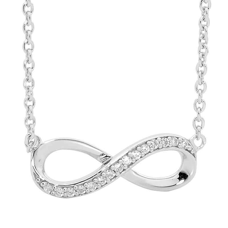 Sterling Silver Cubic Zirconia Infinity Pendant with Chain