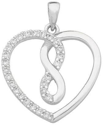 Sterling Silver Heart Infinity Pendant with Cubic Zirconia