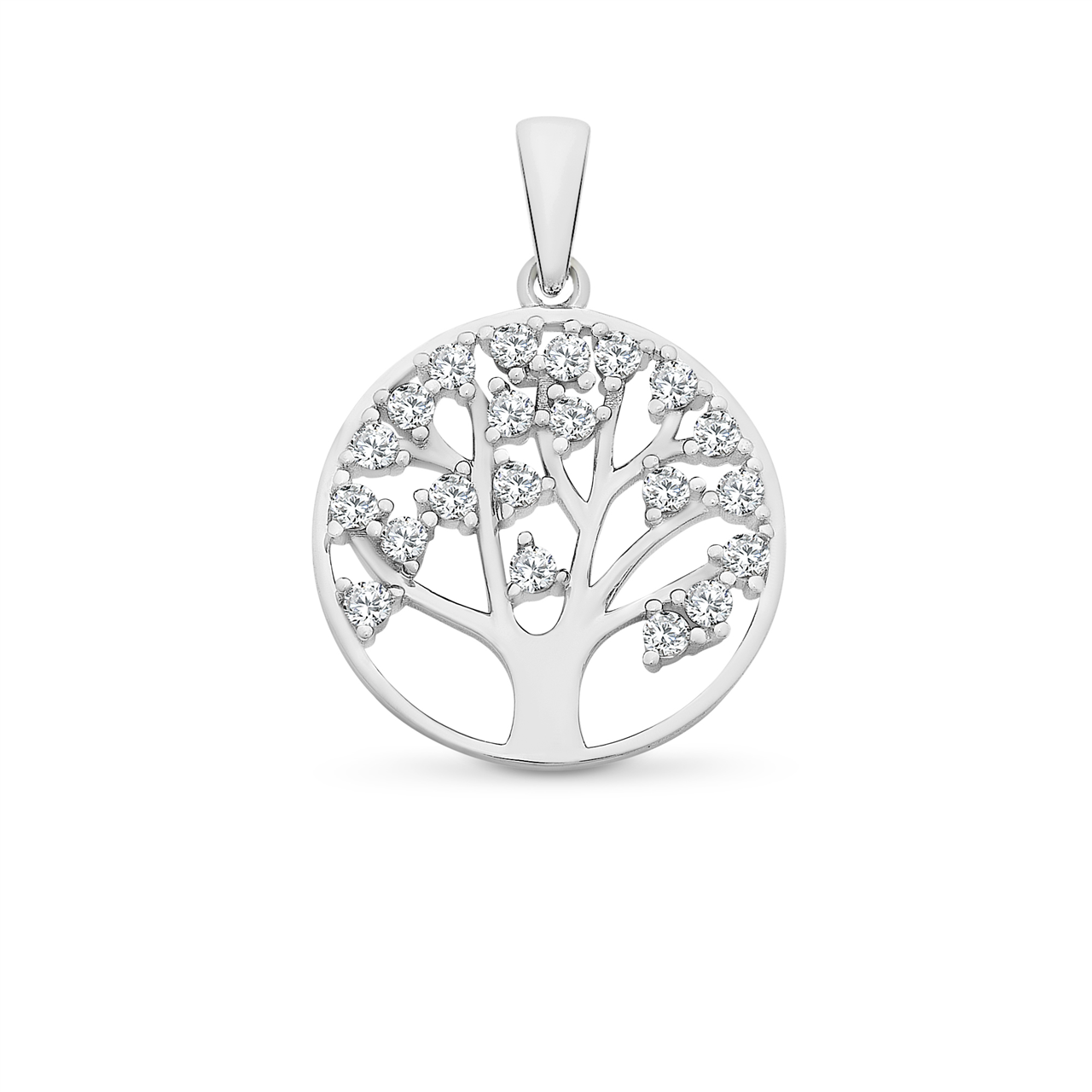 Stg Silver CZ Tree Pendant