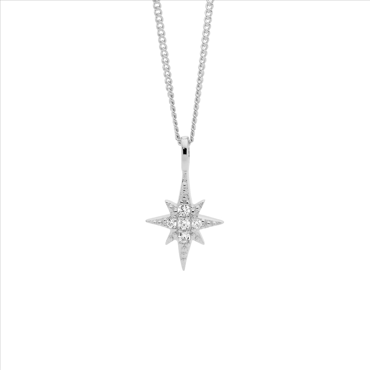 SS WH CZ star pendant