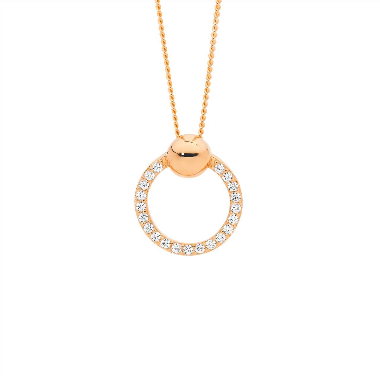 Sterling Silver Open Circle Pendant | Rose Gold Plated