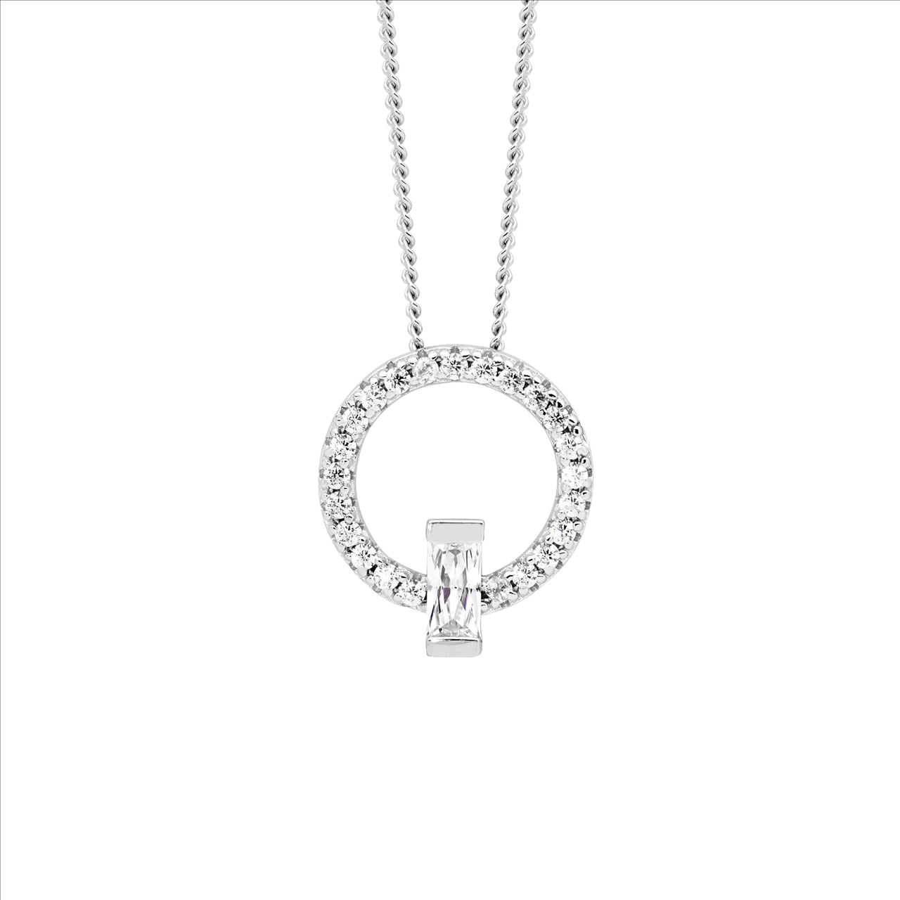 Sterling Silver Open Circle Pendant and Chain