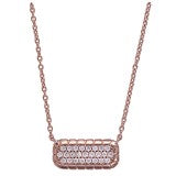 Sterling Silver Cubic Zirconia Bar Pendant with chain | Rose Gold Plated