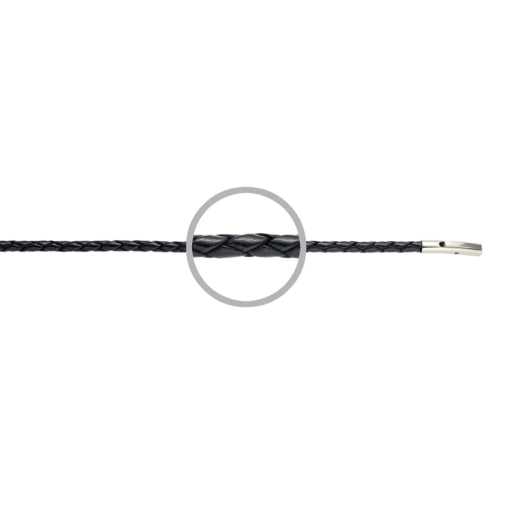Stainless Steel Plaited Leather Necklet | 50cm