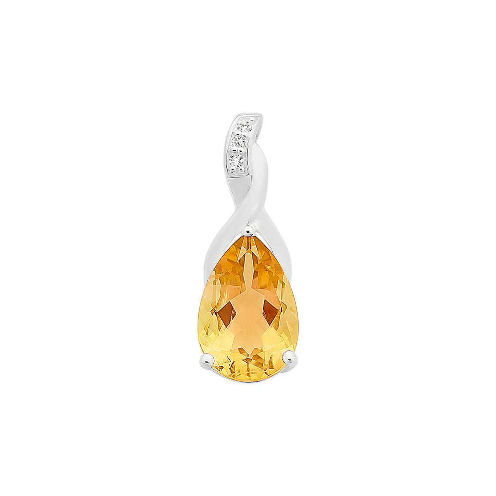 Sterling Silver Citrine & Cubic Zirconia Pendant