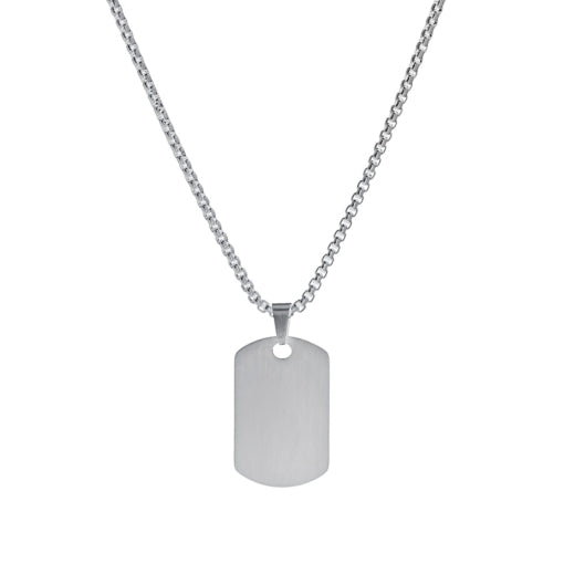 Stainless Steel Box Chain Necklace with Dog Tag