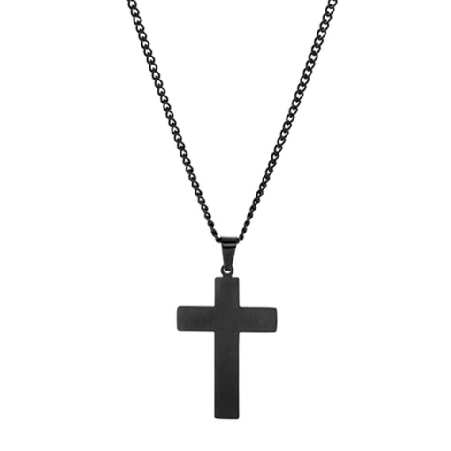 Stainless Steel Gents Black Cross Pendant