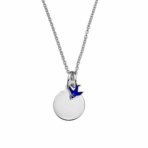 Sterling Silver Blue Bird & Disc Pendant