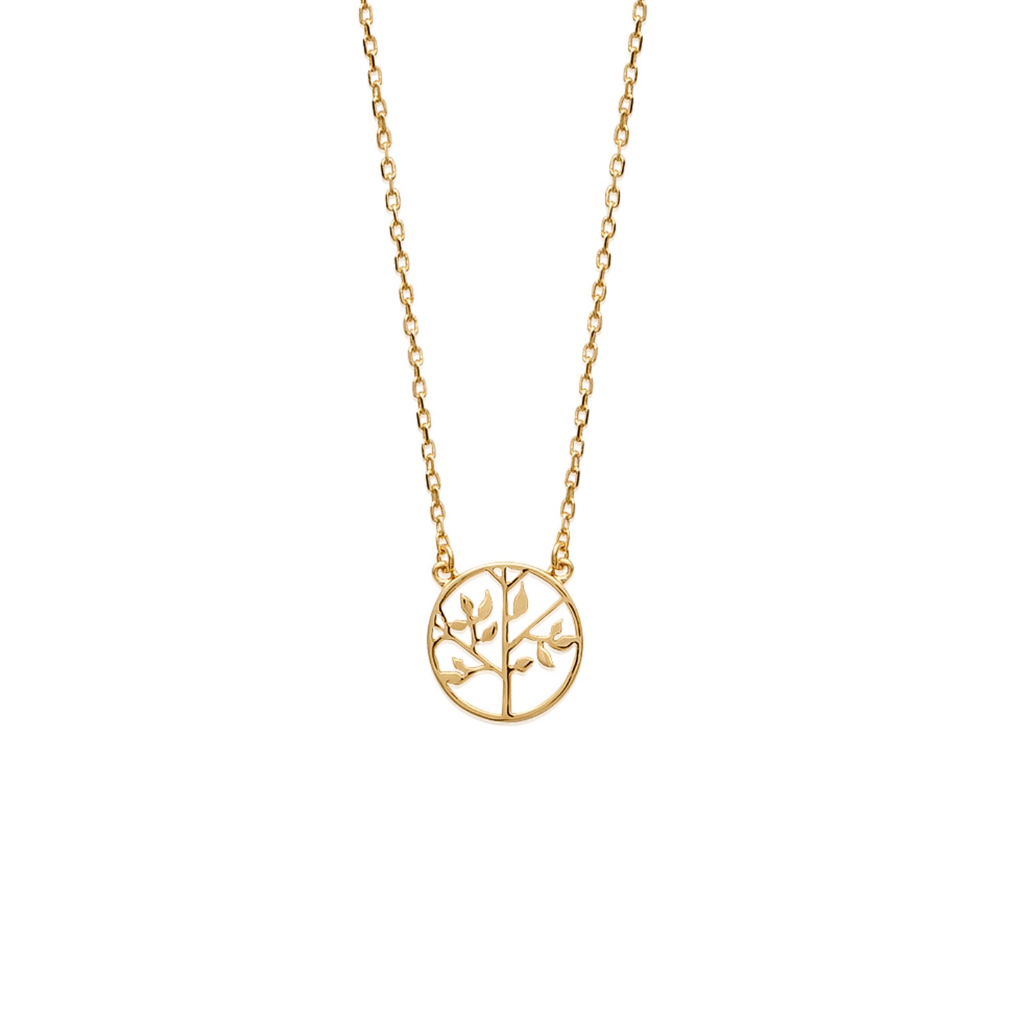 18ct Yellow Gold Plated Alloy Circle with Tree Necklet 40/45cm