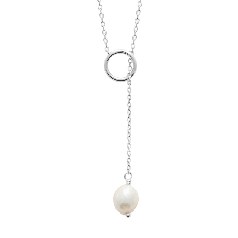 Sterling Silver Pearl Drop Necklace