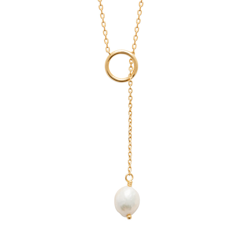 18ct Yellow Gold Plated Pearl Drop Necklace