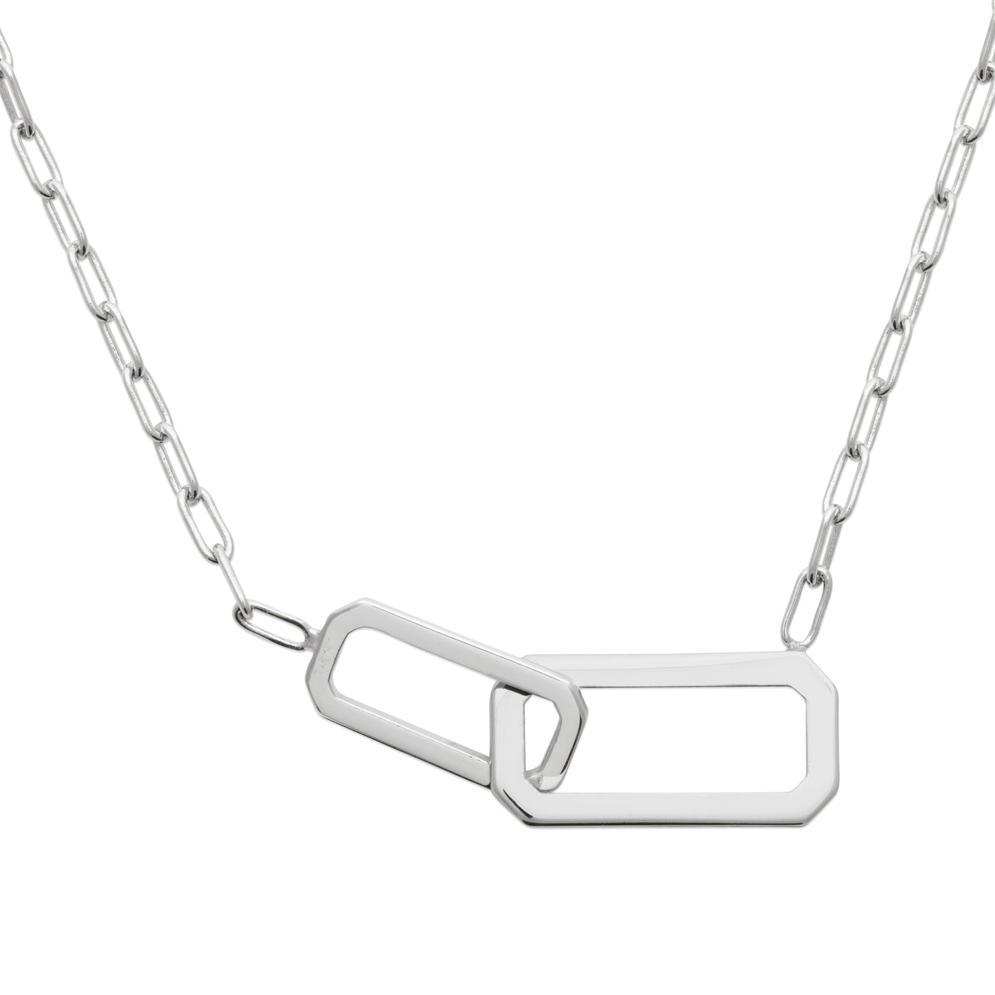 Sterling Silver Double Paper Clip Necklet 45cm