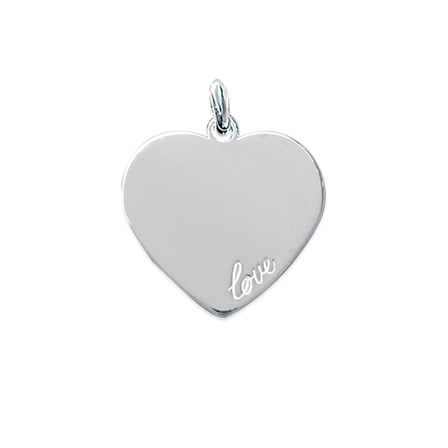 Sterling Silver Large Heart with "Love" Disc Pendant