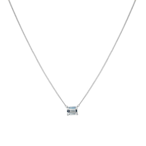 Sterling silver fine necklace with floating white CZ pendant