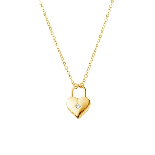 Sterling Silver Gold Plated Heart Padlock on Chain