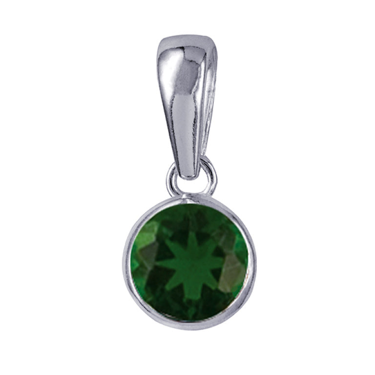 Sterling Silver Bezel Set 6mm round Birthstone Pendant May