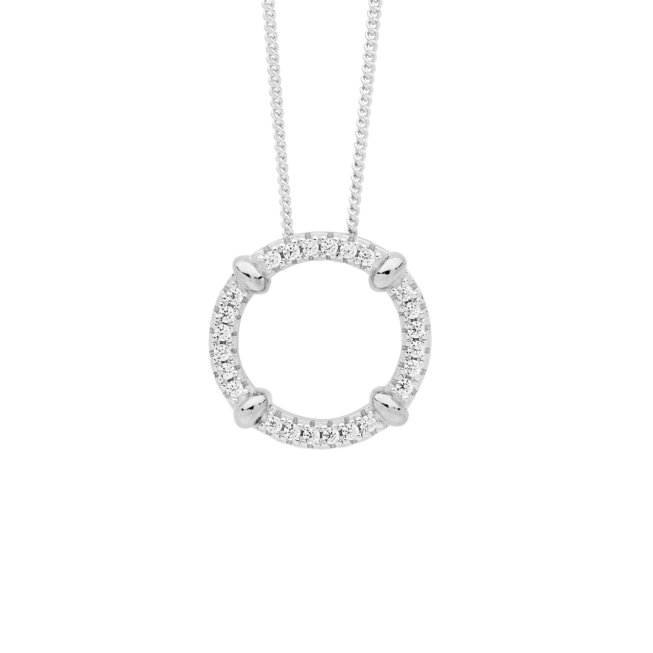 Sterling Silver Cubic Zirconia Circle Pendant