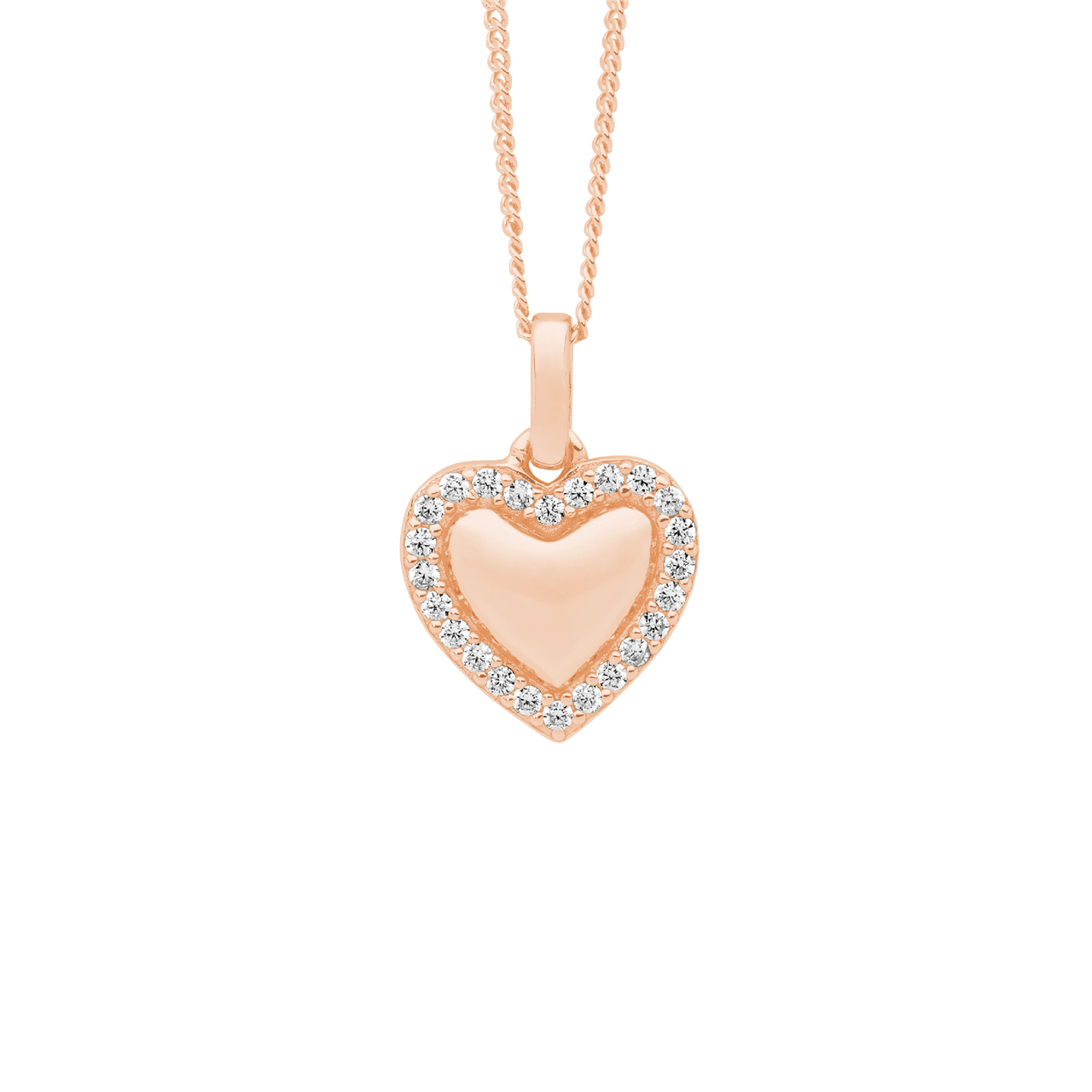 Sterling Silver Heart Pendant | Rose Gold Plating