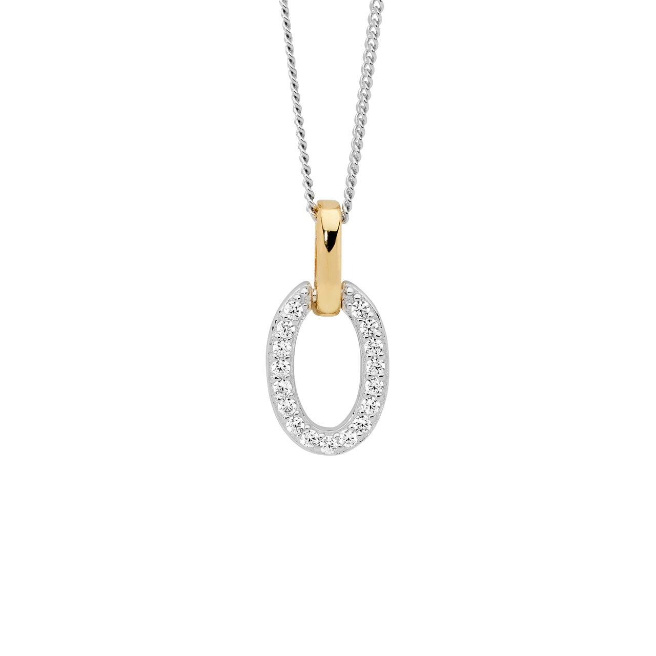 Sterling Silver Cubic Zirconia Pendant | Gold Plated Bale