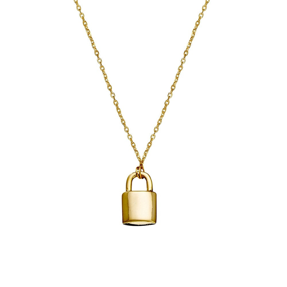 Sterling Silver Necklace with Padlock Pendant | Gold Plated