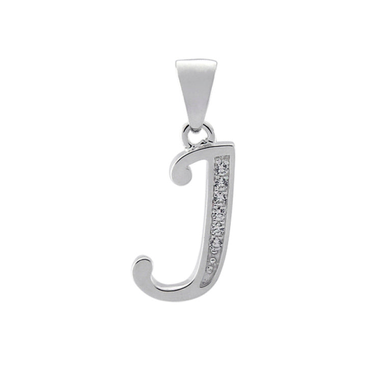 Sterling Silver CZ Block Initial Pendant