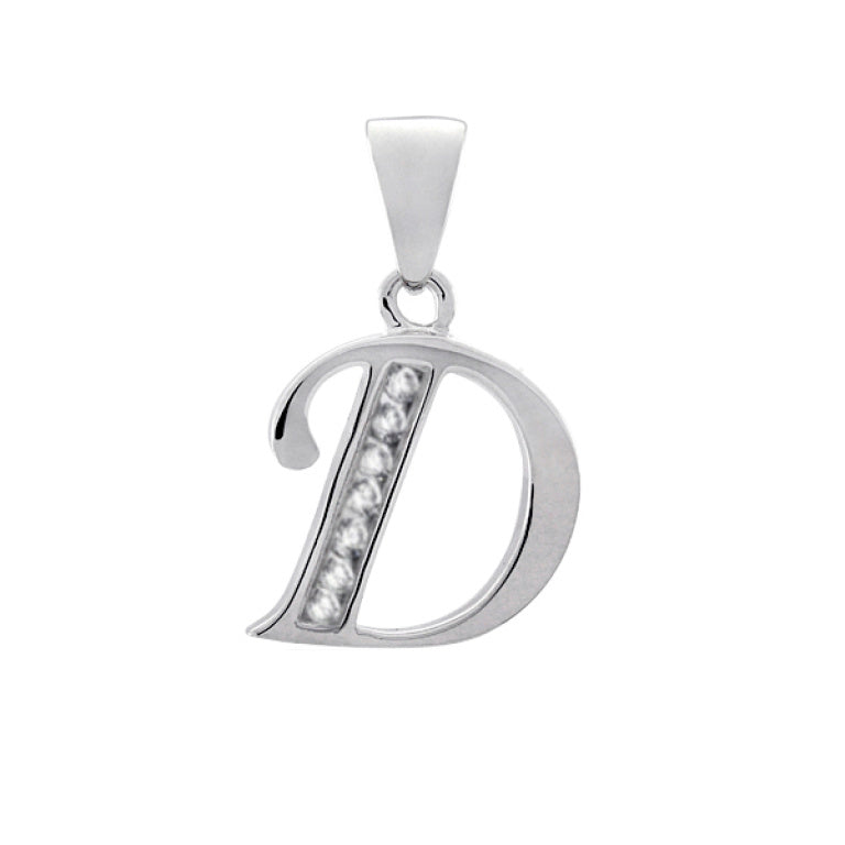 Sterling Silver CZ Block Initial Pendant