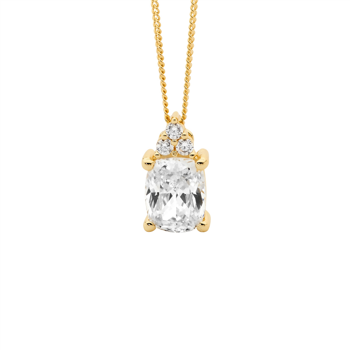 Sterling Silver White Cubic Zirconia Pendant | Gold Plating
