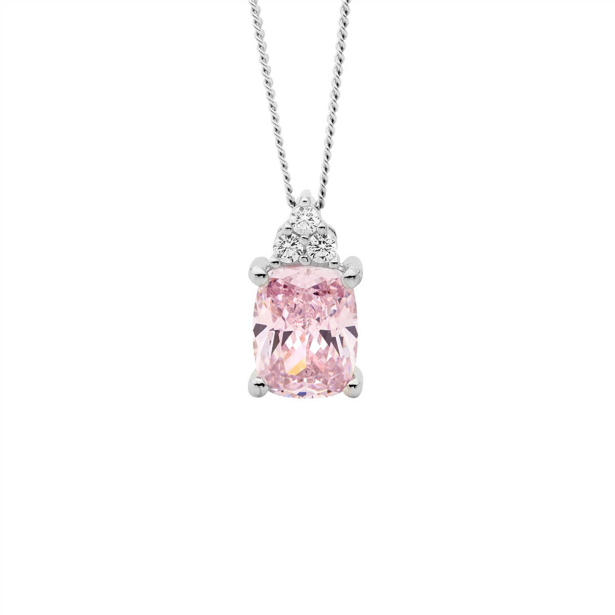 Sterling Silver Light Pink Cubic Zirconia Pendant