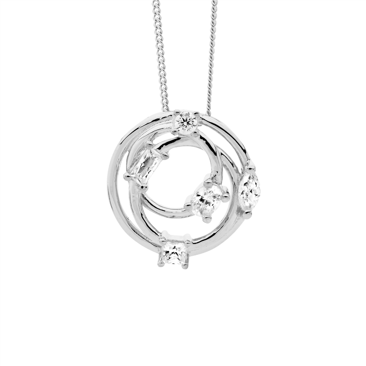 Sterling Silver Cubic Zirconia Circles Pendant