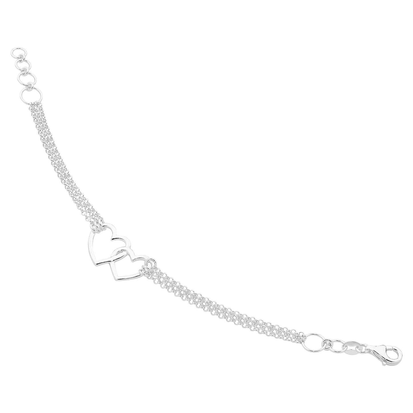 Sterling Silver Double Heart Bracelet