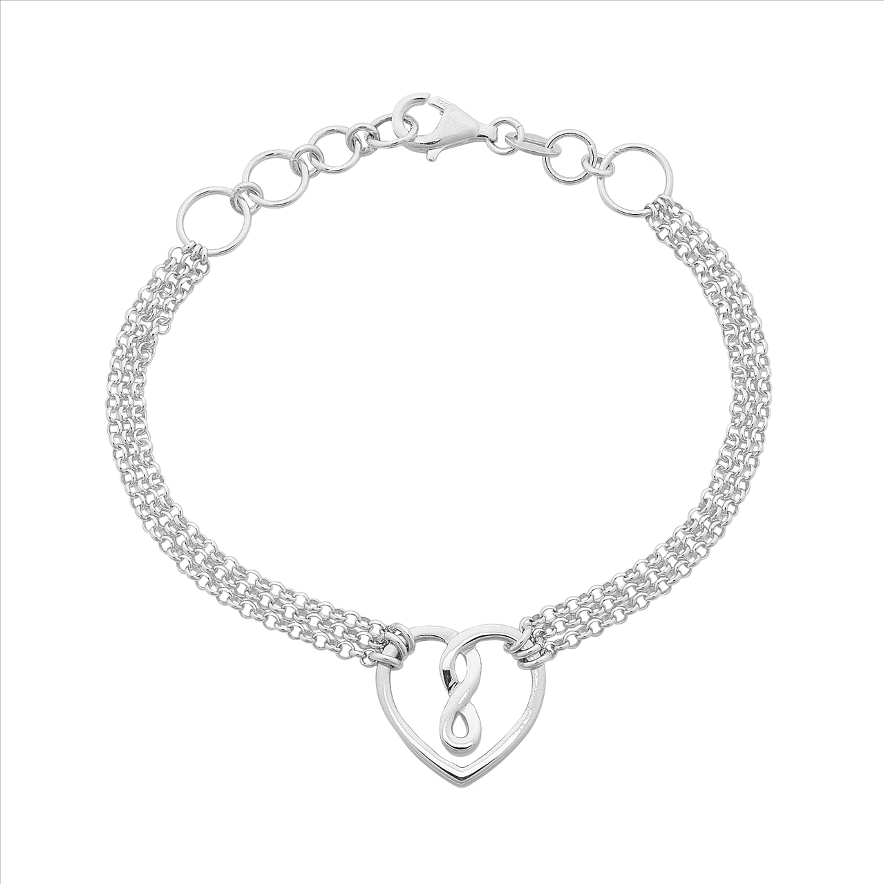 Sterling Silver Heart and Infinity bracelet