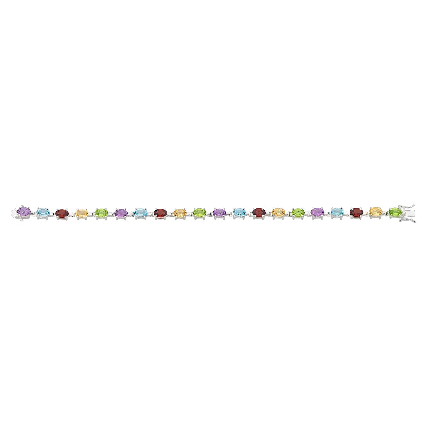 Sterling Silver Multi-Coloured Stone Bracelet