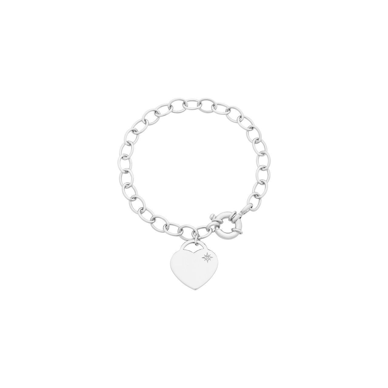 Sterling Silver Bracelet with Diamond Set Heart