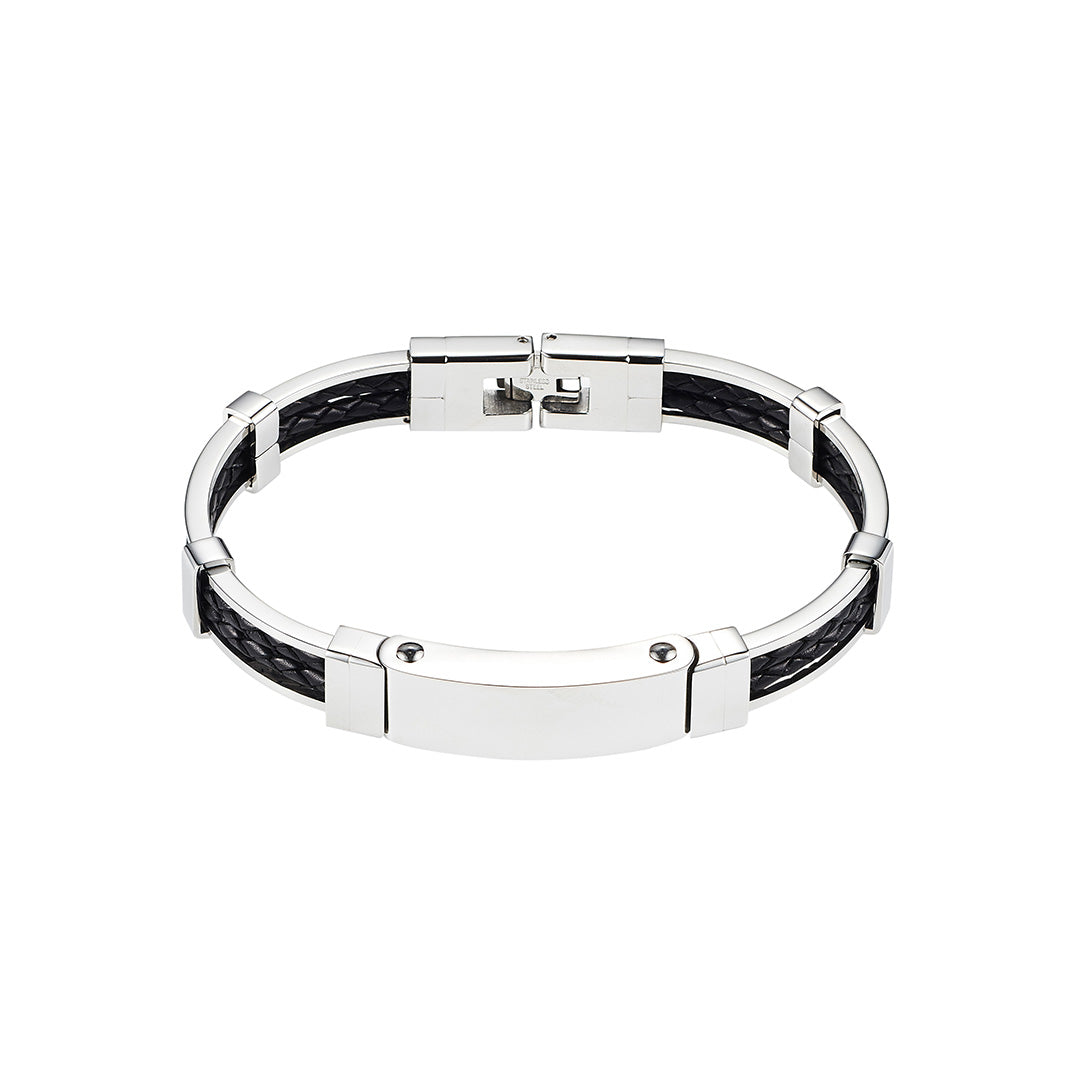 Stainless Steel & Leather Gents Bracelet