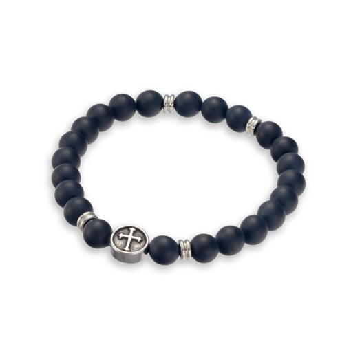 Stainless Steel Onyx Bead Bracelet