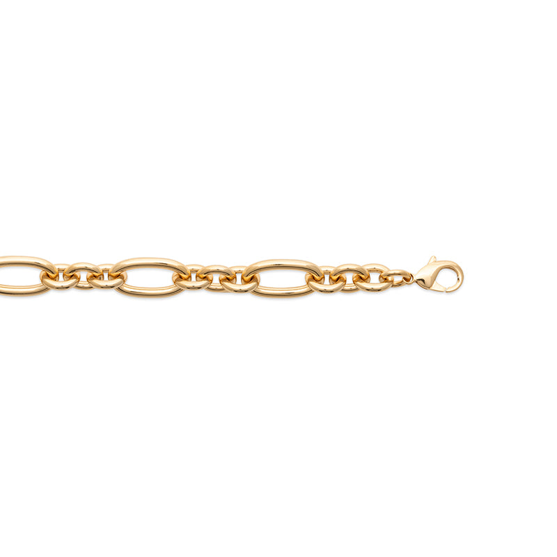 18ct Yellow Gold Plated Alloy Large Oval Figaro Link Bracelet 19cm