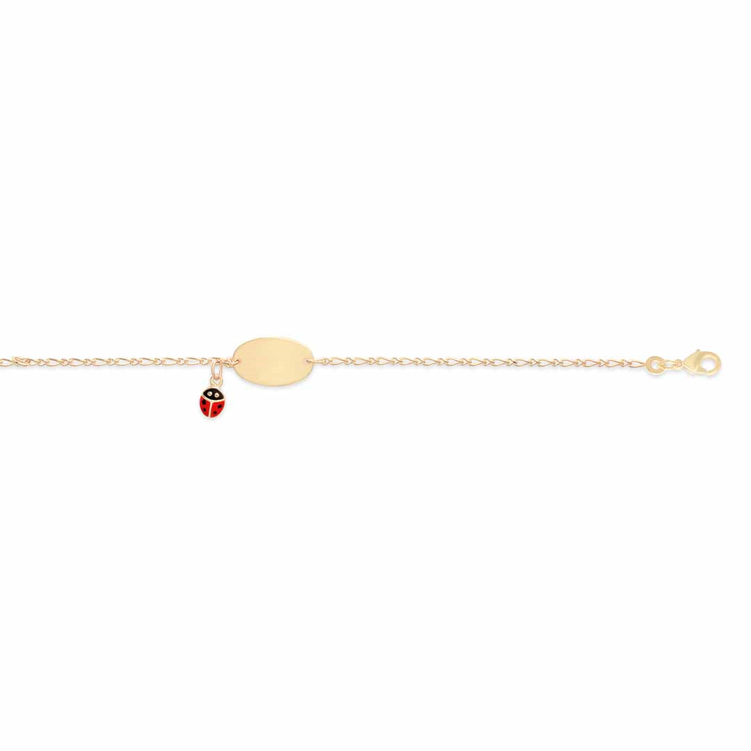 18ct Yellow Gold Plated Lady Beetle & Oval Plate Bracelet