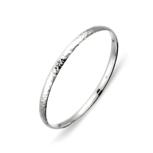 Sterling Silver Flat Edge Thin Hammered Bangle