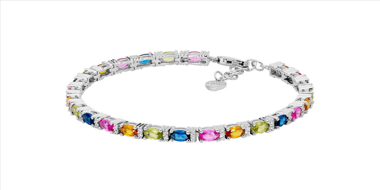 Sterling Silver Multi Coloured Cubic Zirconia Bracelet
