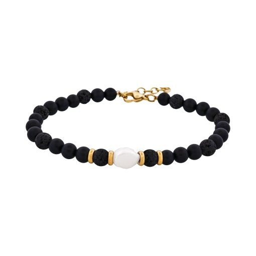Bracelet with Agate & African Stone in Stainless Steel