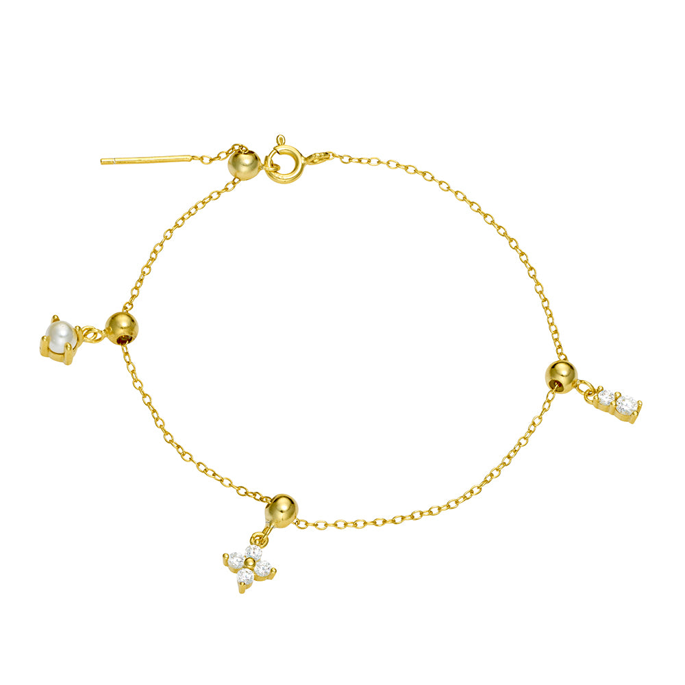 Sterling Silver Gold Plated Triple Charm Bracelet